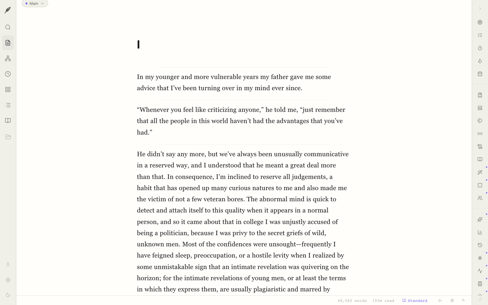 The page — the writing view in Loomwork.